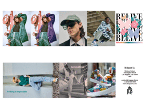 Leporello over fictief bedrijf RB Apparel Co., gemaakt met InDesign