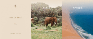 This Or That post Safari Sophie, gemaakt in InDesign