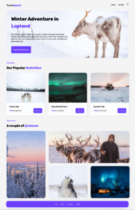 Landingspagina website Lapland, gemaakt met HTML & CSS